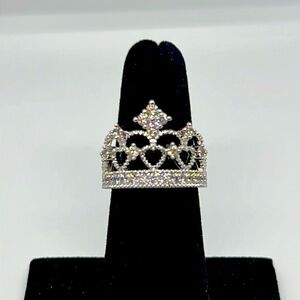 Beautiful Vintage Princess Silver Ring With Crown Design